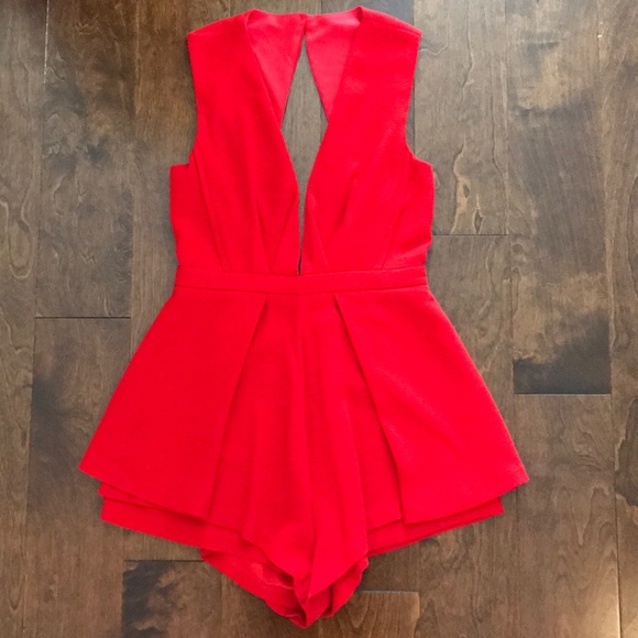AKIRA Dresses & Skirts - 🎉NEW LISTING🎉 Red Plunging Akira Romper